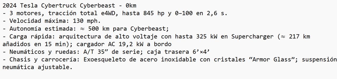 Mira esta publicación de Tesla Cybertruck 2024 en Motordil