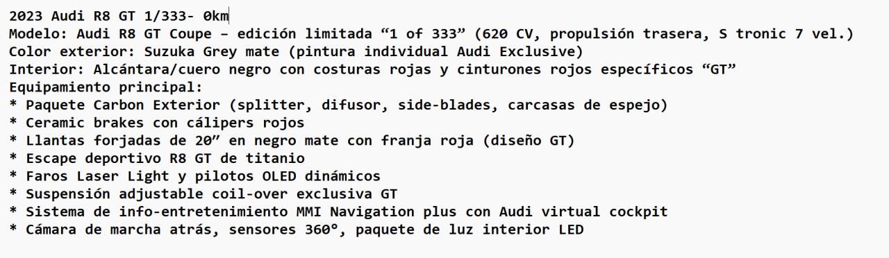 Mira esta publicación de Audi R8 2023 en Motordil
