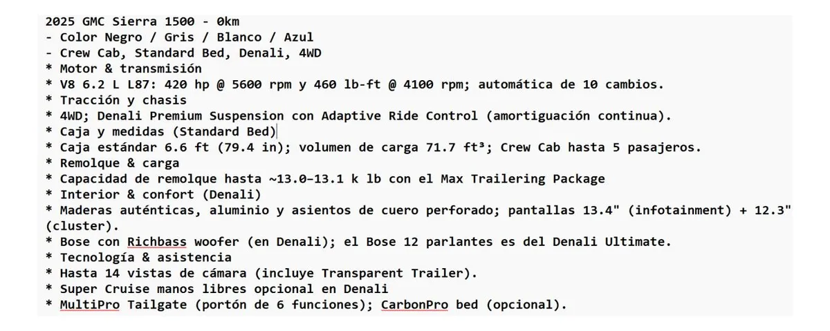 Mira esta publicación de GMC Sierra 2025 en Motordil